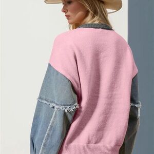 Pink and Gray Women's Sweater